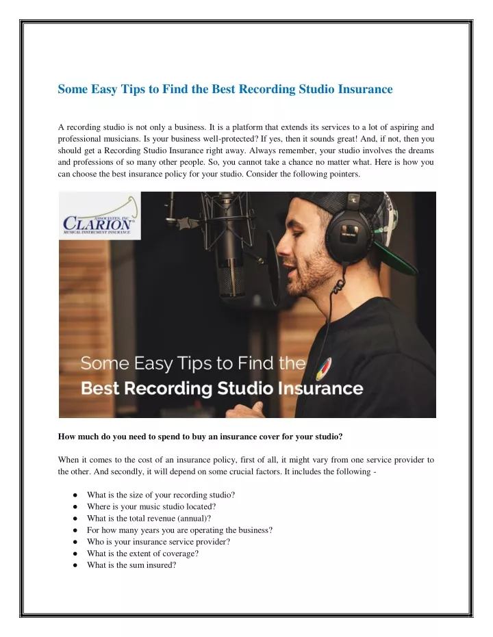 some easy tips to find the best recording studio