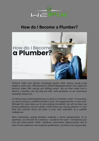 How do I Become a Plumber