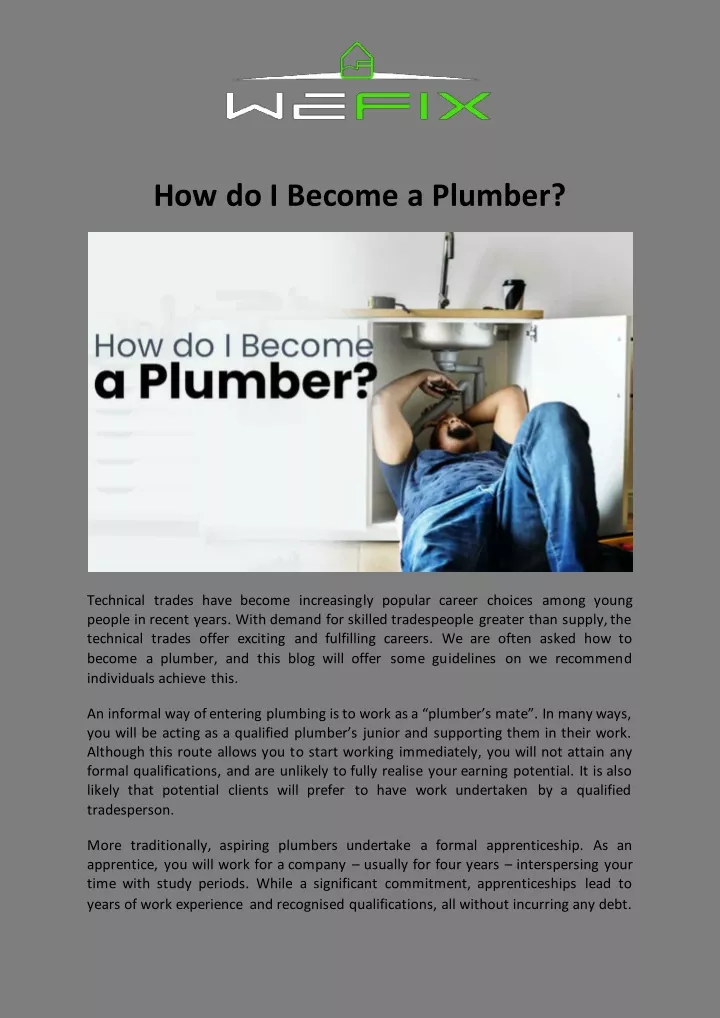 how do i become a plumber