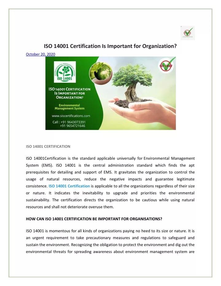 iso 14001 certification is important
