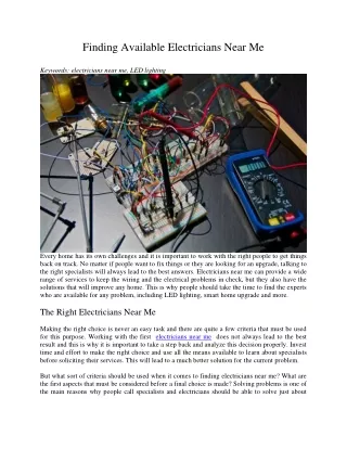 finding available electricians near me
