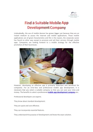 Find a Suitable Mobile App Development Company