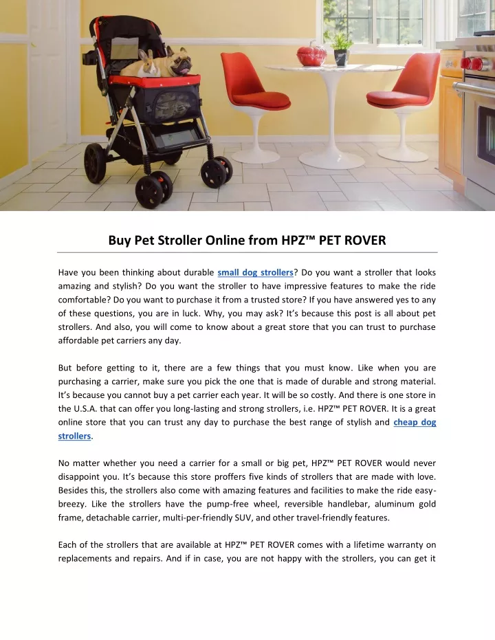 buy pet stroller online from hpz pet rover