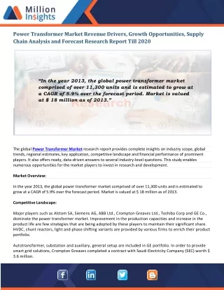 power transformer market revenue drivers growth