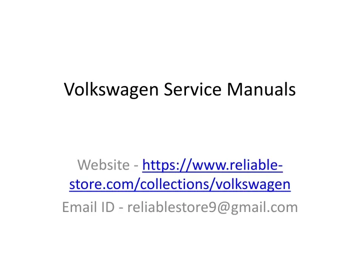 volkswagen service manuals