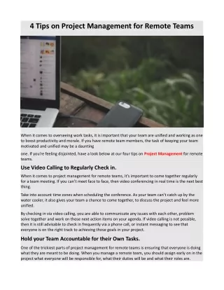 4 tips on project management for remote teams
