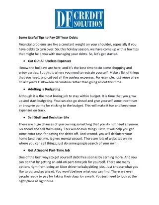 some useful tips to pay off your debts