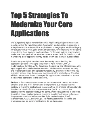 Top 5 Strategies To Modernize Your Core Applications