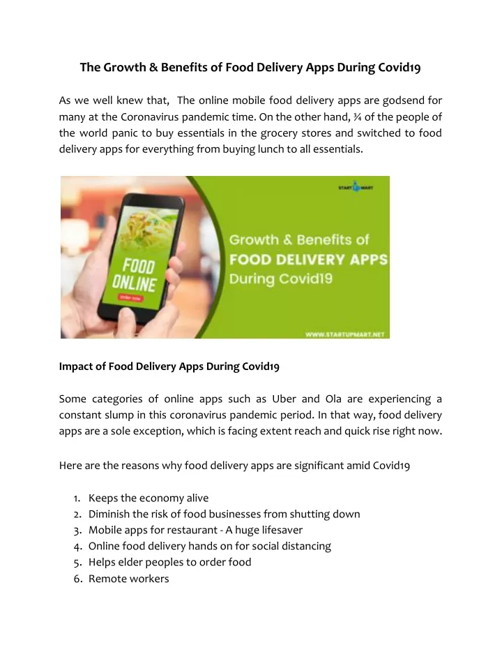 the growth benefits of food delivery apps during