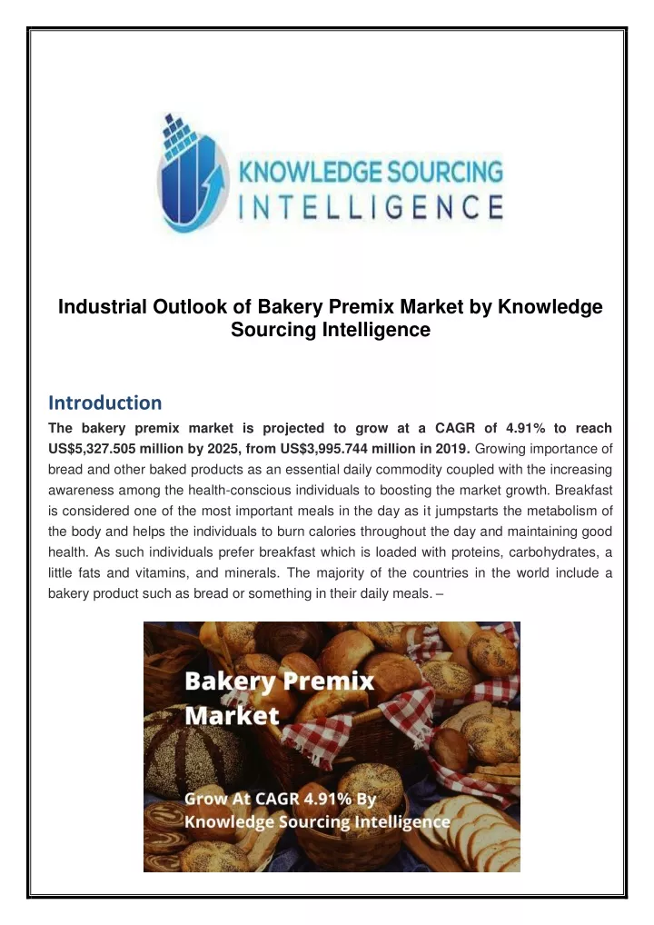 industrial outlook of bakery premix market