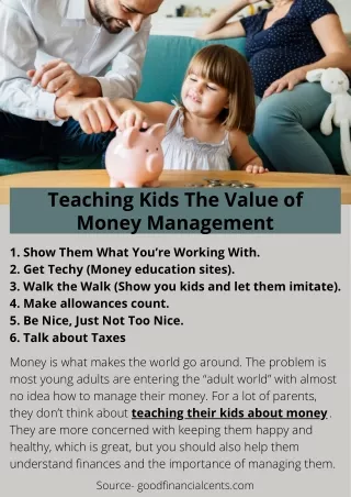 teaching kids the value of money management