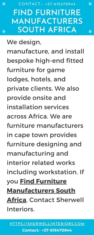Find Furniture Manufacturers South Africa