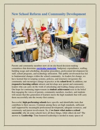 new school reform and community development