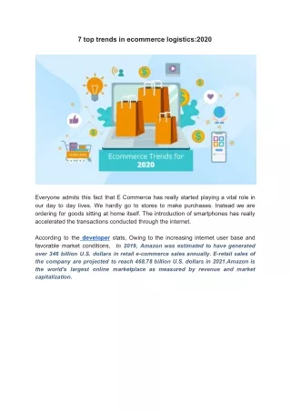 7 top trends in ecommerce logistics 2020