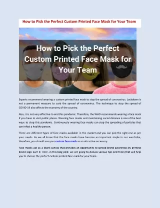how to pick the perfect custom printed face mask