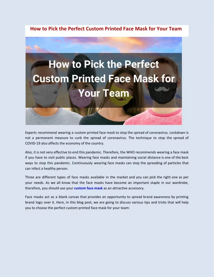 how to pick the perfect custom printed face mask