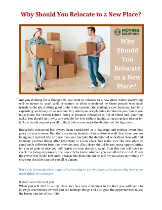 why should you relocate to a new place