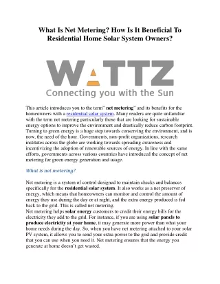 What Is Net Metering? How Is It Beneficial To Residential Home Solar System Owners?