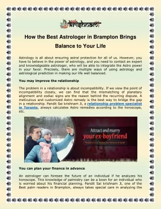 How the Best Astrologer in Brampton Brings Balance to Your Life