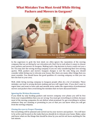 what mistakes you must avoid while hiring packers