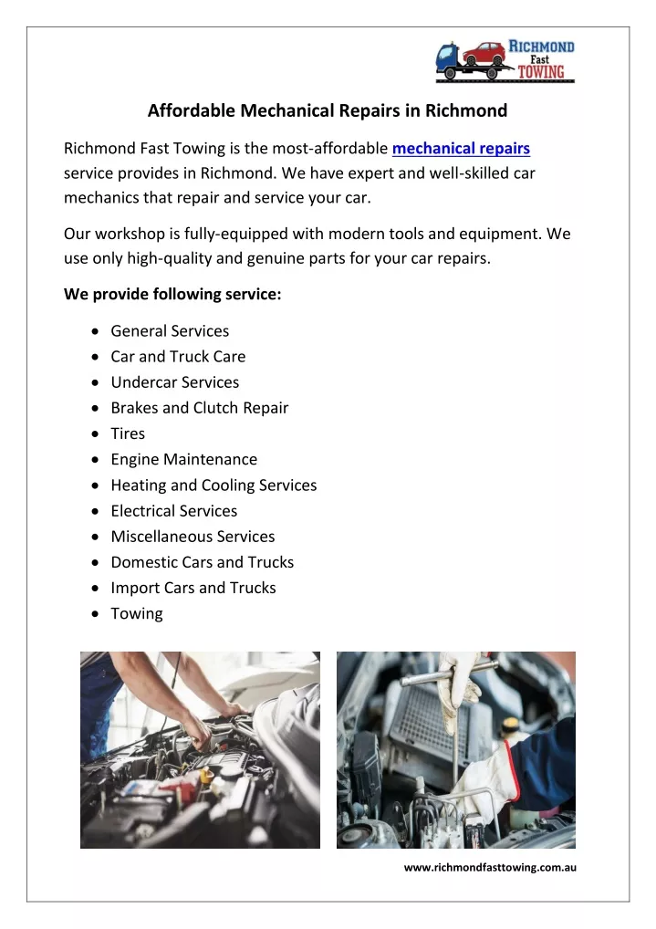 affordable mechanical repairs in richmond
