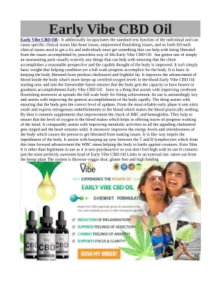 Little Known Facts About Early Vibe CBD Oil - And Why They Matter