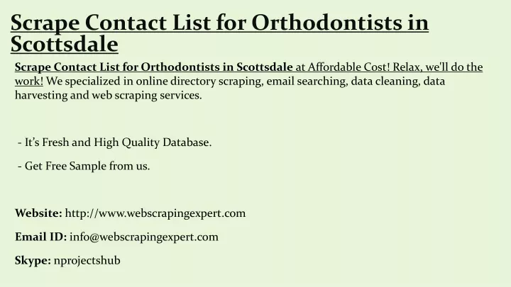 scrape contact list for orthodontists in scottsdale