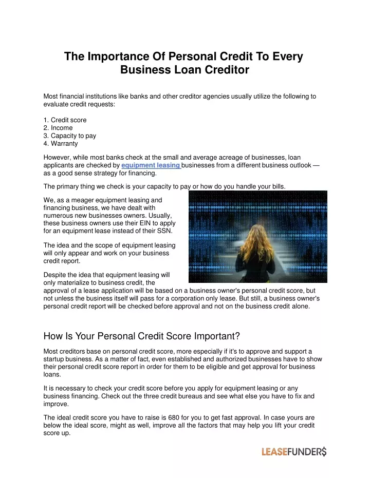 the importance of personal credit to every