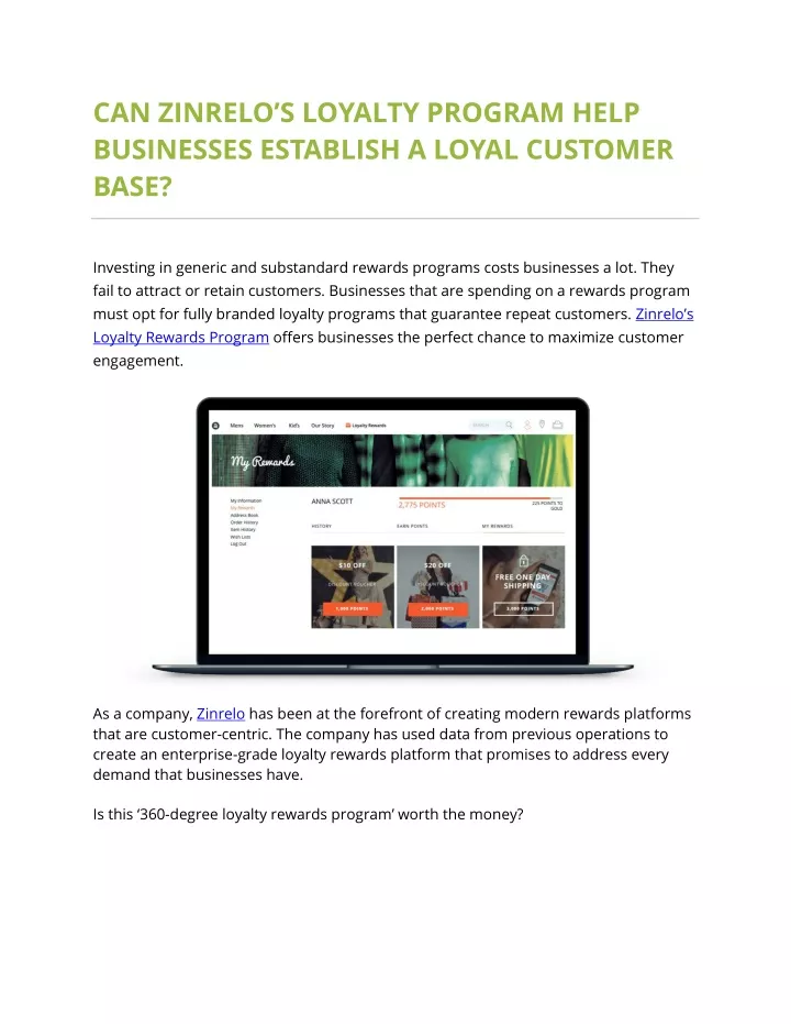 can zinrelo s loyalty program help businesses