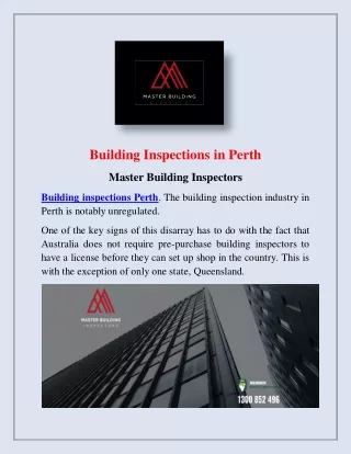 Building Inspections in Perth - Master Building Inspectors
