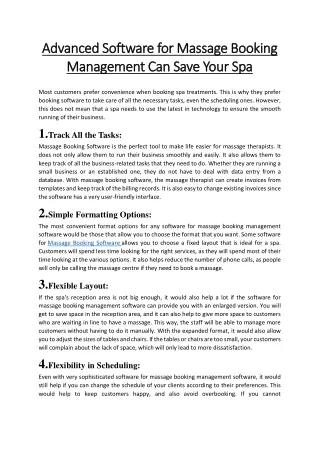 advanced software for massage booking advanced