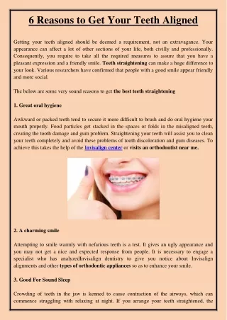 6 reasons to get your teeth aligned
