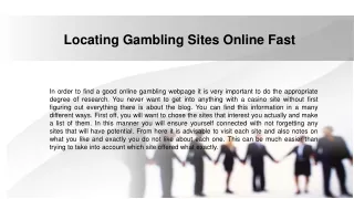 Locating Gambling Sites Online Fast