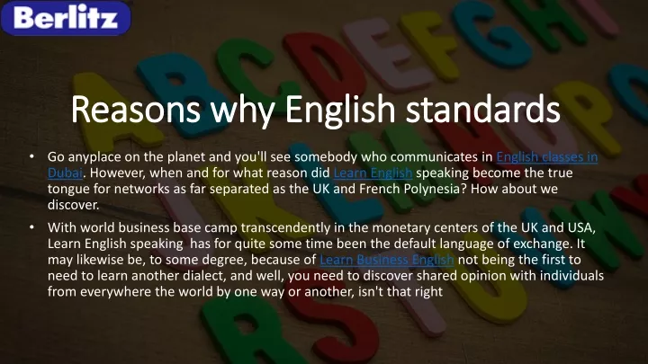 reasons why english standards