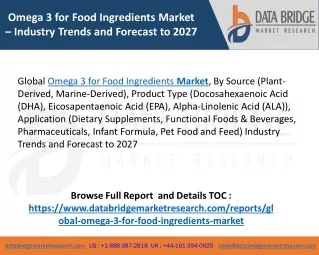 Omega 3 for Food Ingredients Market Analysis: Global Trends, Share, Key Players, Size, Forecast to 2027