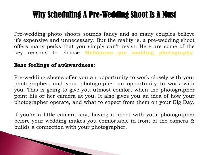 why scheduling a pre wedding shoot is a must
