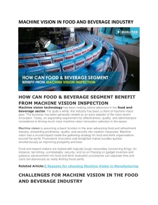 MACHINE VISION IN FOOD AND BEVERAGE INDUSTRY