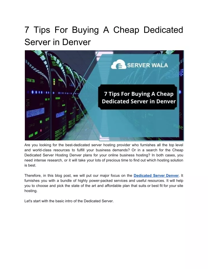7 tips for buying a cheap dedicated server