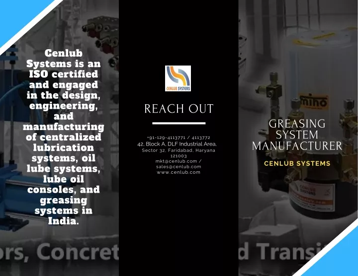 cenlub systems is an iso certified and engaged