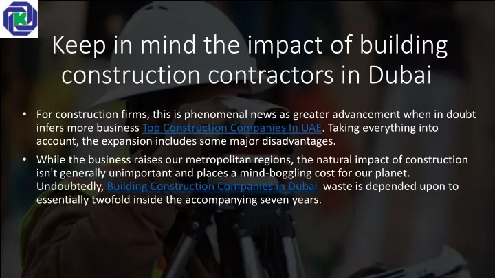 keep in mind the impact of building construction contractors in dubai