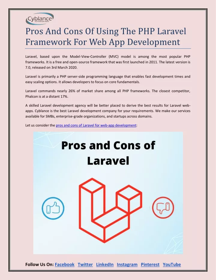 pros and cons of using the php laravel framework