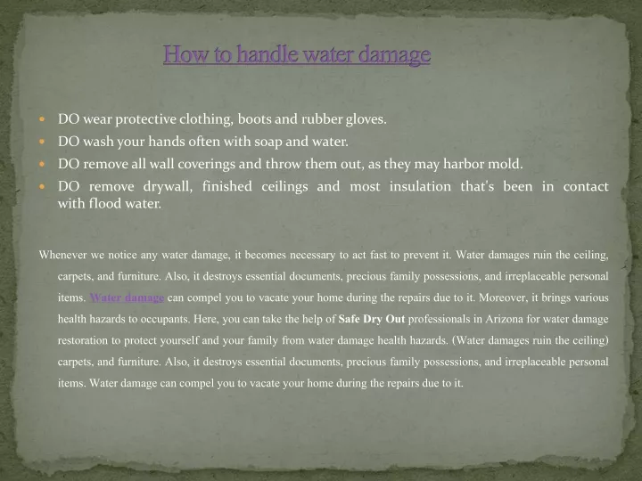 how to handle water damage