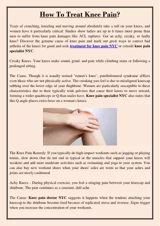 how to treat knee pain