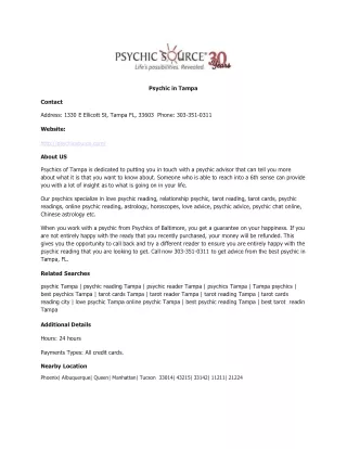 Psychic in Tampa