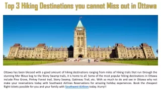 Top 3 Hiking Destinations you cannot Miss out in Ottawa