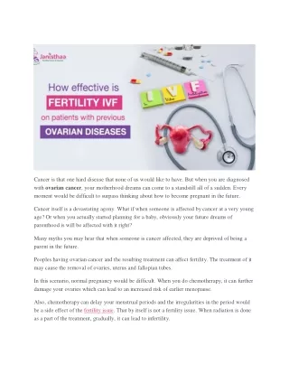 HOW EFFECTIVE IS IVF ON PATIENTS WITH PREVIOUS OVARIAN DISEASES