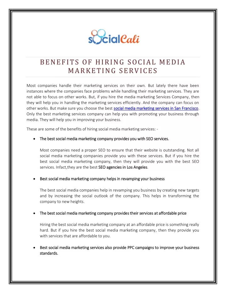 benefits of hiring social media marketing services