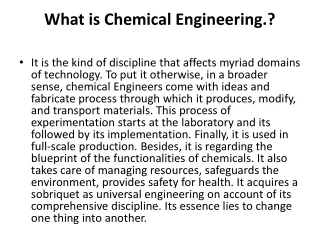 what is chemical engineering