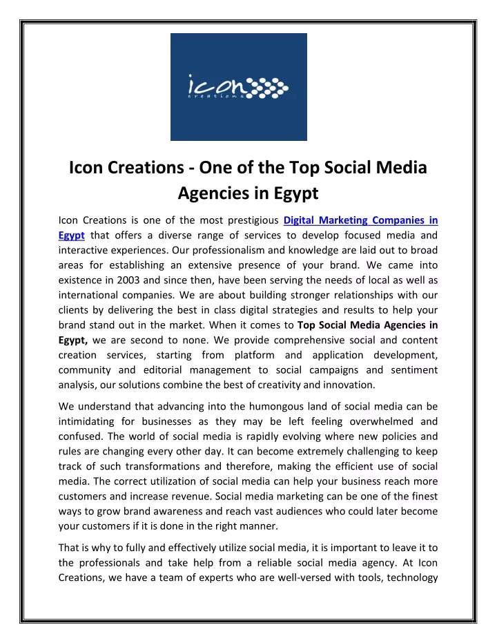 icon creations one of the top social media