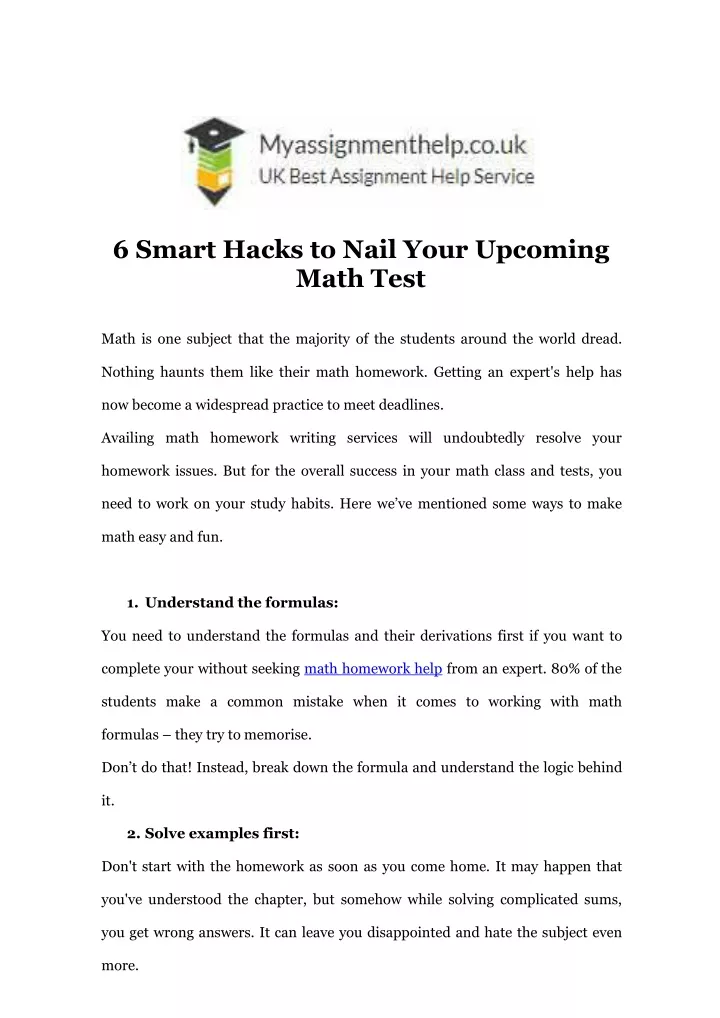 6 smart hacks to nail your upcoming math test